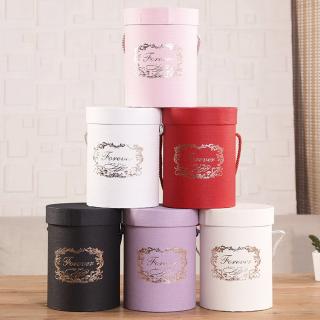 New Round Flower Paper Boxes Lid Hug Florist Flower Bucket Gift Packag_1